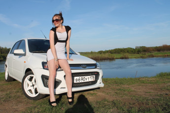 Картинка ваз+лада+калина+спорт автомобили -авто+с+девушками автомобиль белый спорт калина лада ваз девушка