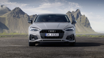Картинка audi+a5+sportback+40+tfsi+s+line+2019 автомобили audi вид спереди ауди спортбэк горы