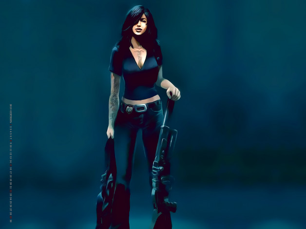 Обои картинки фото календари, фэнтези, calendar, оружие, тату, 2019, девушка