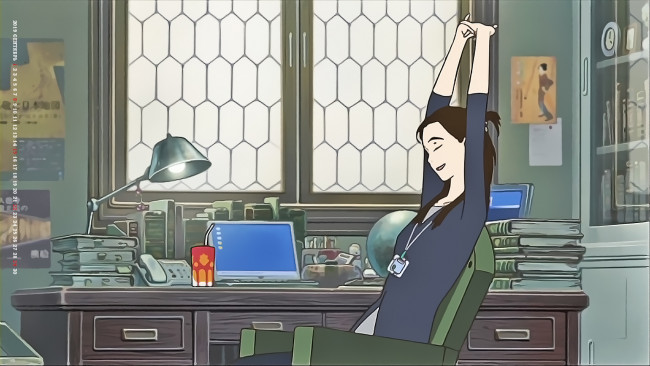 Обои картинки фото календари, аниме, ноутбук, лампа, 2019, calendar, комната, книга, стол, окно, девушка