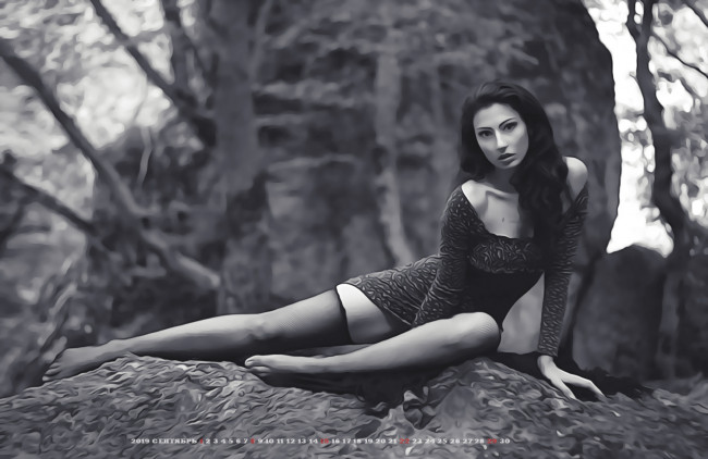 Обои картинки фото календари, компьютерный дизайн, девушка, природа, 2019, calendar, женщина, взгляд