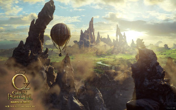 Картинка кино+фильмы oz +the+great+and+powerful скалы воздушный шар долина