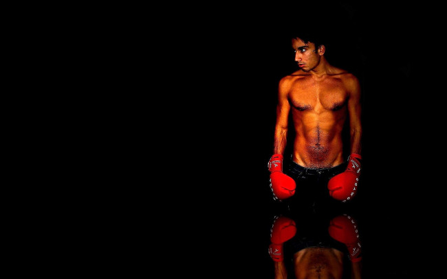 Обои картинки фото мужчины, -unsort, боксерские, перчатки, отражение