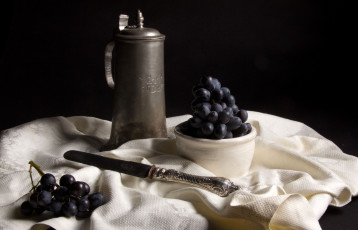 Картинка еда виноград нож кофейник