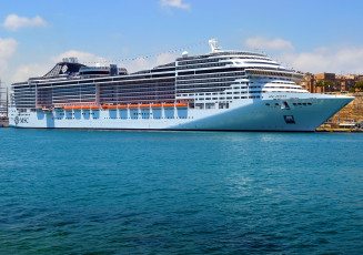 Картинка msc divina корабли лайнеры побережье море круиз лайнер