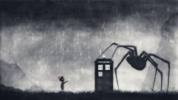 Картинка фэнтези другое арт фонарь дверь паук мальчик limbo