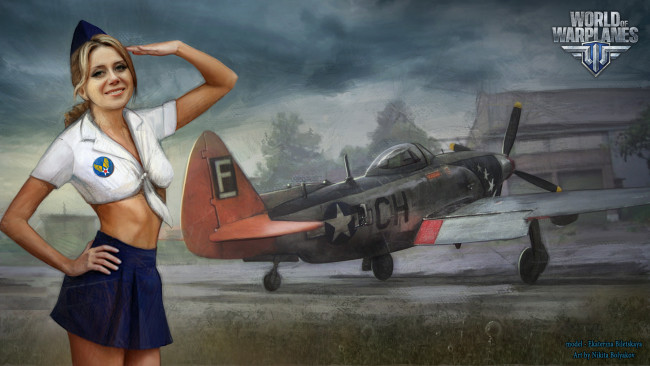 Обои картинки фото видео игры, world of warplanes, игра, модель, девушка, симулятор, warplanes, of, world, арт, онлайн