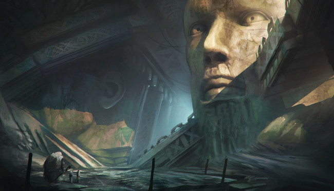 Обои картинки фото фэнтези, иные миры,  иные времена, помещение, арт, люди, голова, взгляд