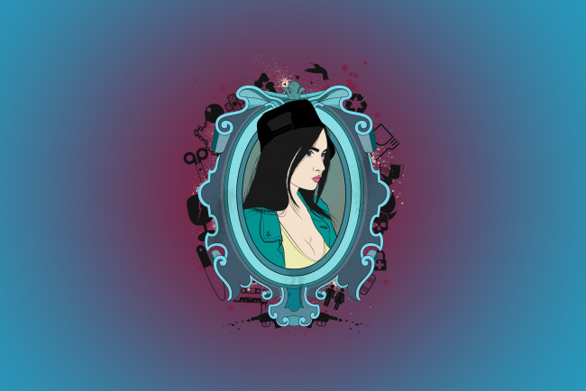 Обои картинки фото векторная графика, девушки, мысли, вещи, кепка, девушка, брызги