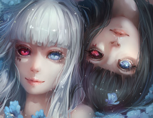 Картинка аниме tokyo+ghoul арт yuiko yuiko33miao tokyo ghoul nashiro yasuhisa kurona девушки гетерохромия цветы