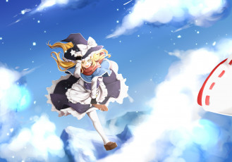 Картинка аниме touhou арт девочка небо tendo zhazhatiantong kirisame marisa hakurei reimu