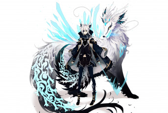 Картинка аниме животные +существа зверь парень арт