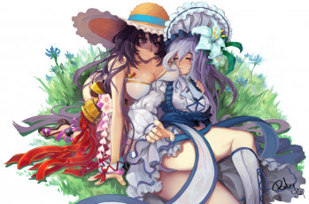 Картинка baby аниме unknown +другое арт шляпы цветы луг kasumi девушки shironeko project