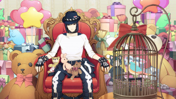 Картинка аниме dramatical+murder кресло драматическое убийство sei seragaki dramatical murder honyarara подарки art мишки игрушки плюшевые шляпа шары воздушные птичка клетка