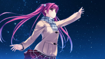 Картинка аниме unknown +другое miagete goran yozora no hoshi wo арт девочка ночь звёздное небо houkiboshi hikari