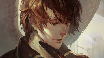 Картинка разное арты арт парень ангел крылья