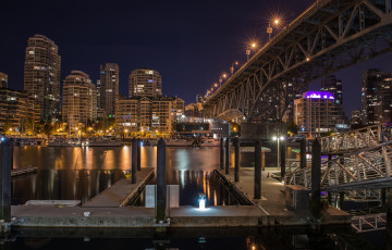 Картинка vancouver города ванкувер+ канада огни мрст река ночь