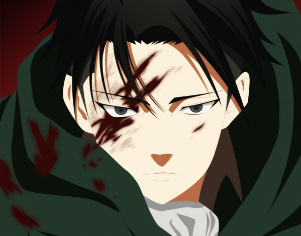 Обои картинки фото аниме, shingeki no kyojin, атака, титанов, арт, леви