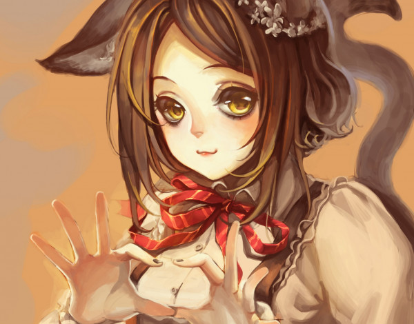 Обои картинки фото разное, арты, сердце, руки, арт, девочка, ушки