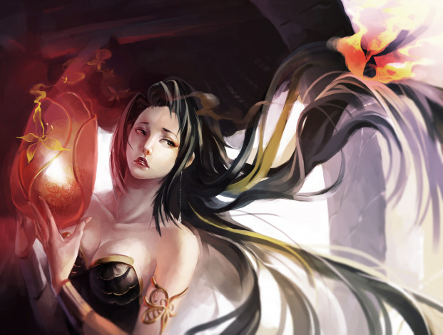 Обои картинки фото фэнтези, девушки, арт, девушка, волосы