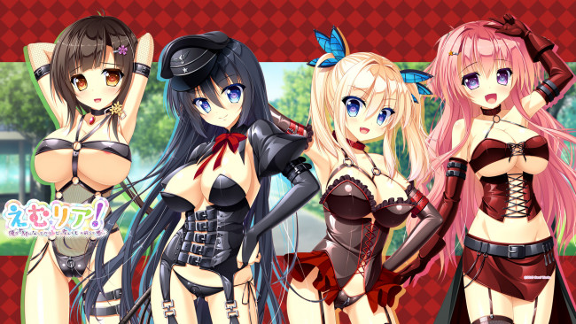 Обои картинки фото аниме, unknown,  другое, латекс, фон, взгляд, костюм, девушки