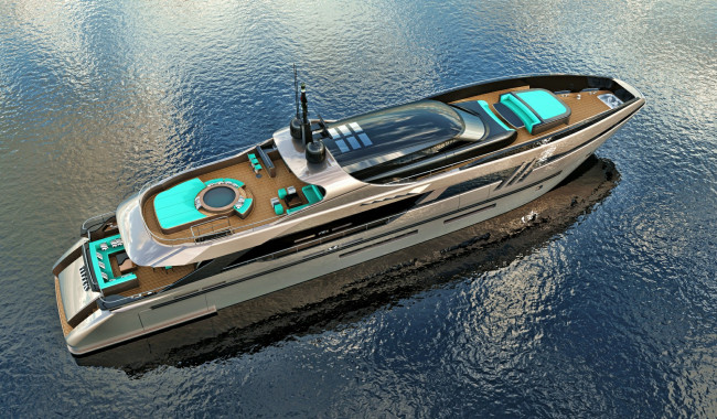 Обои картинки фото eurocraft eldoris 43m superyacht, корабли, 3d, суперяхта