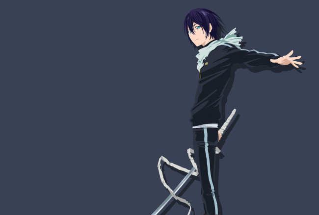 Обои картинки фото аниме, noragami, фон, Ято, бездомный, бог, вектор