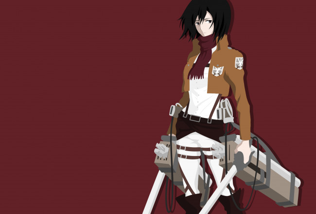 Обои картинки фото аниме, shingeki no kyojin, атака, титанов, микаса