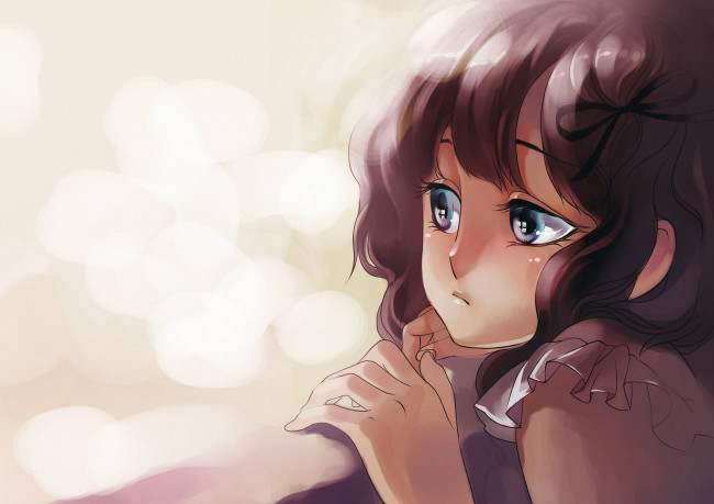 Обои картинки фото аниме, unknown,  другое, девочка, арт, большие, глаза