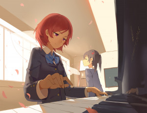 Картинка аниме love+live +school+idol+project фон взгляд девушка