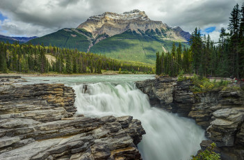 Картинка природа водопады река лес горы