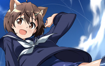 Картинка аниме strike+witches фон взгляд девушка