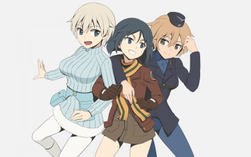 Картинка аниме strike+witches взгляд девушки фон