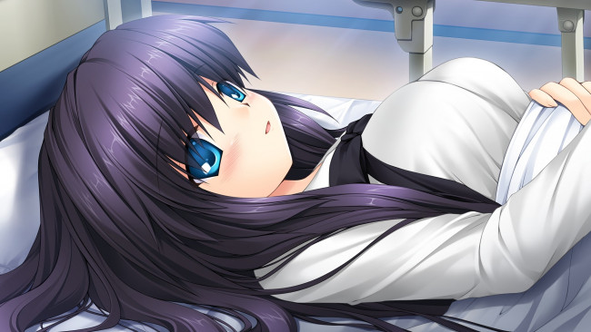 Обои картинки фото аниме, rewrite, девушка, взгляд, фон