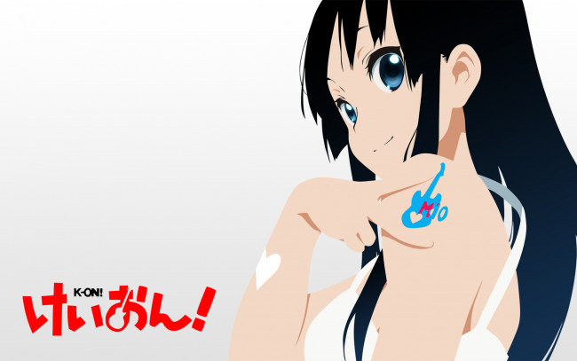 Обои картинки фото аниме, k-on, взгляд, девушка, фон