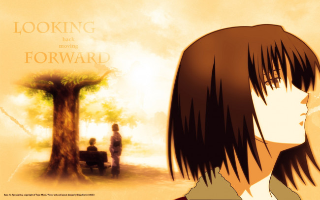 Обои картинки фото аниме, kara no kyokai, фон, взгляд, девушка