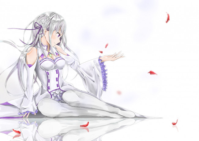 Обои картинки фото аниме, re,  zero kara hajimeru isekai seikatsu, взгляд, фон, девушка