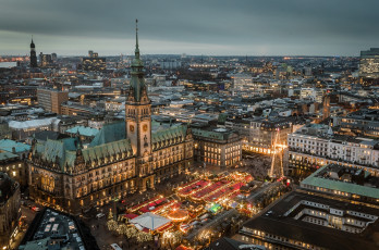 Картинка hamburg города гамбург+ германия огни ночь
