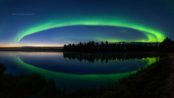 Картинка природа северное+сияние озеро ночь