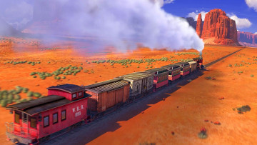 Картинка рисованное -+другое рельсы природа вагон поезд