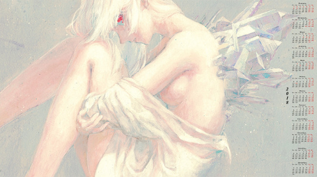 Обои картинки фото календари, рисованные,  векторная графика, обнаженная, девушка