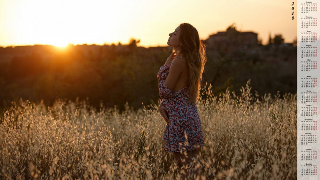 Обои картинки фото календари, девушки, природа