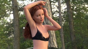 Картинка 3д+графика люди+ people девушка взгляд фон