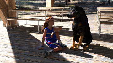 Картинка 3д+графика люди+и+животные+ people+and+animals девушка взгляд фон