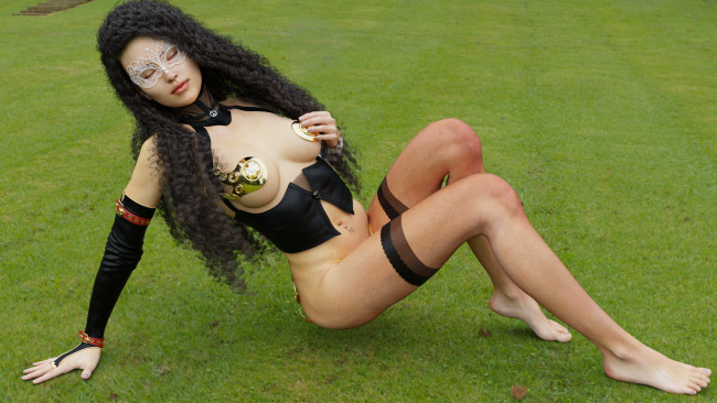 Обои картинки фото 3д графика, фантазия , fantasy, девушка, взгляд, фон