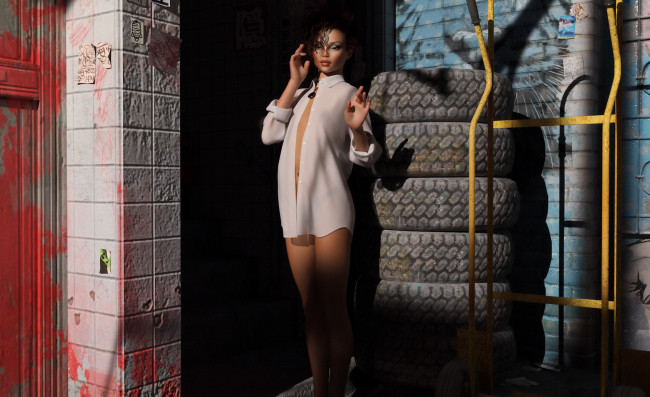 Обои картинки фото 3д графика, люди , people, девушка, взгляд, фон