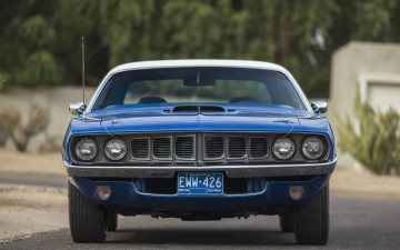 Картинка автомобили plymouth плимут барракуда 1971 вид спереди экстерьер hemi cuda ретро американские