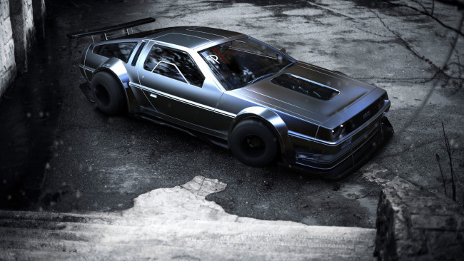 Обои картинки фото автомобили, 3д, delorean