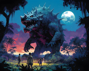 обоя рисованное, животные,  доисторические, нейросети, графика, нейроарт, ai, art, нейронные, сети, рисунки, нейро, искусство