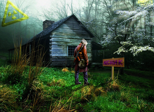 Обои картинки фото видео игры, сталкер, дом, указатель, болото, лес